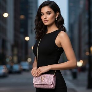 New Authentic Versace Mini Virtus Satin Crossbody Bag – Crystal-Embellished